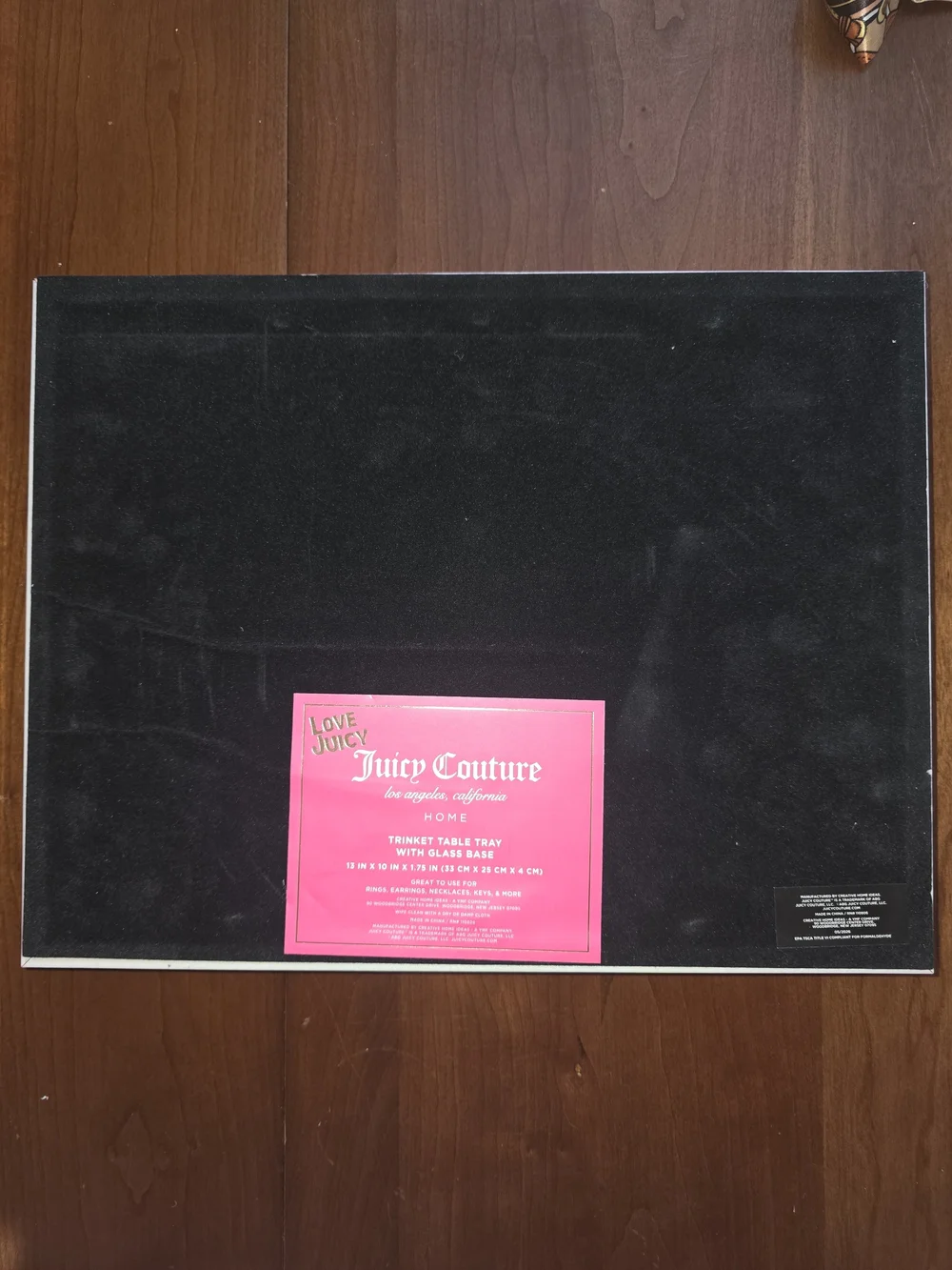 Juicy Couture Pink Display Trinket Table Tray with Glass Base, 13